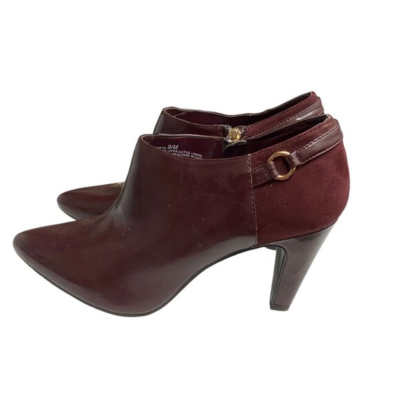 Bandolino Ankle Booties Heeled Burgandy Bocambria Side Zip size 9.5 - Picture 3 of 7